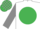 White, emerald green disc, grey sleeves, emerald green & grey check cap