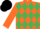 Orange & emerald green diamonds, black cap