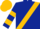 Dark blue, gold sash, hooped sleeves, gold cap