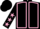 Black, pink seams, black sleeves, pink stars, black cap