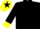 black, yellow cuffs, yellow cap, black star