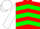 Red body, green chevrons, white arms, white cap