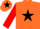 Orange, Black star, Red sleeves, Orange cap, Black star