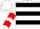 White, red 'drc', black hoops, red chevrons on sleeves