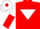 Red, white inverted triangle, white sleeves, red halved, white cap, red diamond