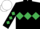 Black, Emerald Green triple diamond, diamonds on sleeves, White cap