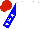 White, blue sleeves, white stars, red cap
