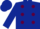 Dark blue, maroon spots, dark blue cap