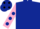 Dark blue, pink sleeves, dark blue spots