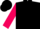 Black, fuchsia 'v', fuchsia 'v' on sleeves