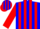 Blue, red buttons, red stripes on sleeves, red emblem in red horseshoe