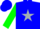 Blue, silver star, green sleeves