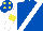 Royal Blue, White sash, White sleeves, Yellow armlets, Royal Blue cap, Yellow spots