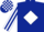 Dark blue, white diamond, white and dark blue striped sleeves, dark blue and white check cap