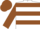White body, brown hooped, brown arms, brown cap