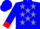 Blue, gray stars on front and back, red cuffs