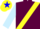 MAROON, yellow sash, light blue sleeves, yellow cap, blue star