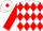 white, red diamonds, red sleeves, white cap, red diamond