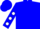 Blue, white circled 't', white dots on sleeves