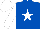 Royal blue, white star, white sleeves and cap