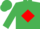 Emerald green, red diamond, emerald green cap