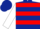 Dark blue, red hoops, white slvs