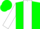 Green, green ''b'' on white quarter panel, green & white opposing slvs, green cap