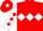 Red, white triple diamond, white sleeves, red diamonds, red cap, white diamond