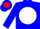 Blue, red 'jc' on white ball