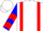 White, red braces, blue sleeves, red chevrons, white cap