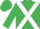 Emerald green, white cross sashes, emerald green cap