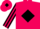 Hot pink, black diamond framed emblem, black 'huitron', black diamond stripe on sleeves