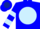 Blue, dark blue 'h' on light blue ball, light blue bars on slvs