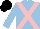 Light blue, pink cross belts, black cap