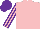 Pink, purple striped sleeves, purple cap