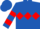 Royal blue, red diamond hoop, red hoops on slvs