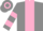 Grey, pink stripe, hooped sleeves and cap