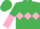 Emerald green, pink triple diamond, halved sleeves