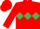 Red, emerald green triple diamond