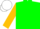 GREEN, gold sleeves, white cap