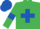 Emerald green, royal blue cross belts, armlets and cap