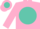 Shocking pink, shocking pink 'nb' on turquoise ball