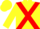 Yellow, red cross sashes, red armlet, yellow cap