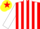 Red and White stripes, White sleeves, Yellow cap, Red star