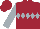 Maroon, silver diamond hoop, silver sleeves, maroon cap
