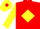 Red, Yellow diamond and sleeves, Yellow cap, Red diamond