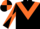 Black, orange chevron, diabolo on sleeves, quartered cap