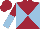 Maroon and Light Blue diabolo, halved sleeves, Maroon cap