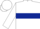 White body, dark blue hoop, white arms, white cap, dark blue hooped