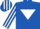 Royal blue, white inverted triangle, striped sleeves and cap
